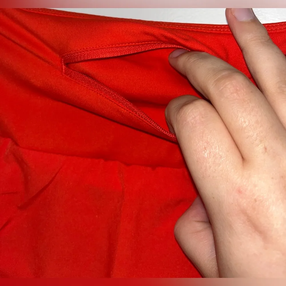 CRZ Yoga Red High Waisted Tennis Mini Pleated Skirt Spandex Inner Shorts Skort - Image 11