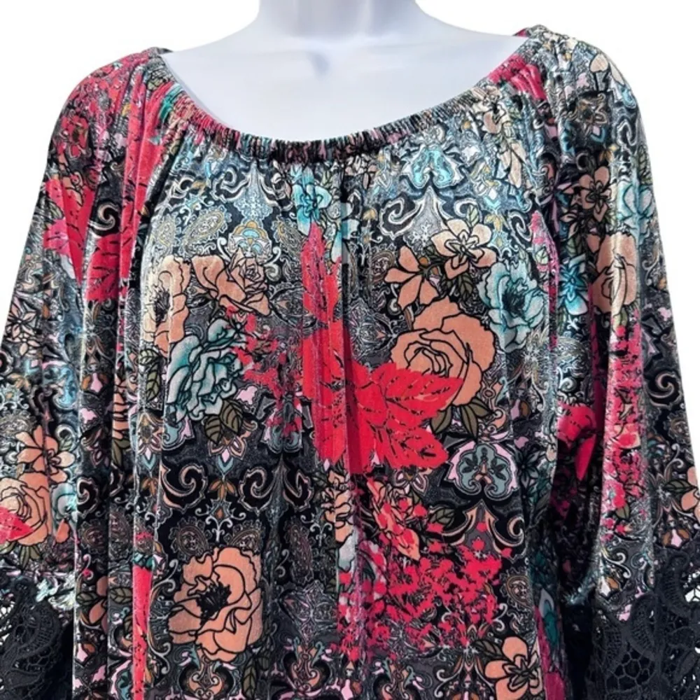 Ali Miles Velvet‎ floral Logenlook tunic size 1X - Image 5