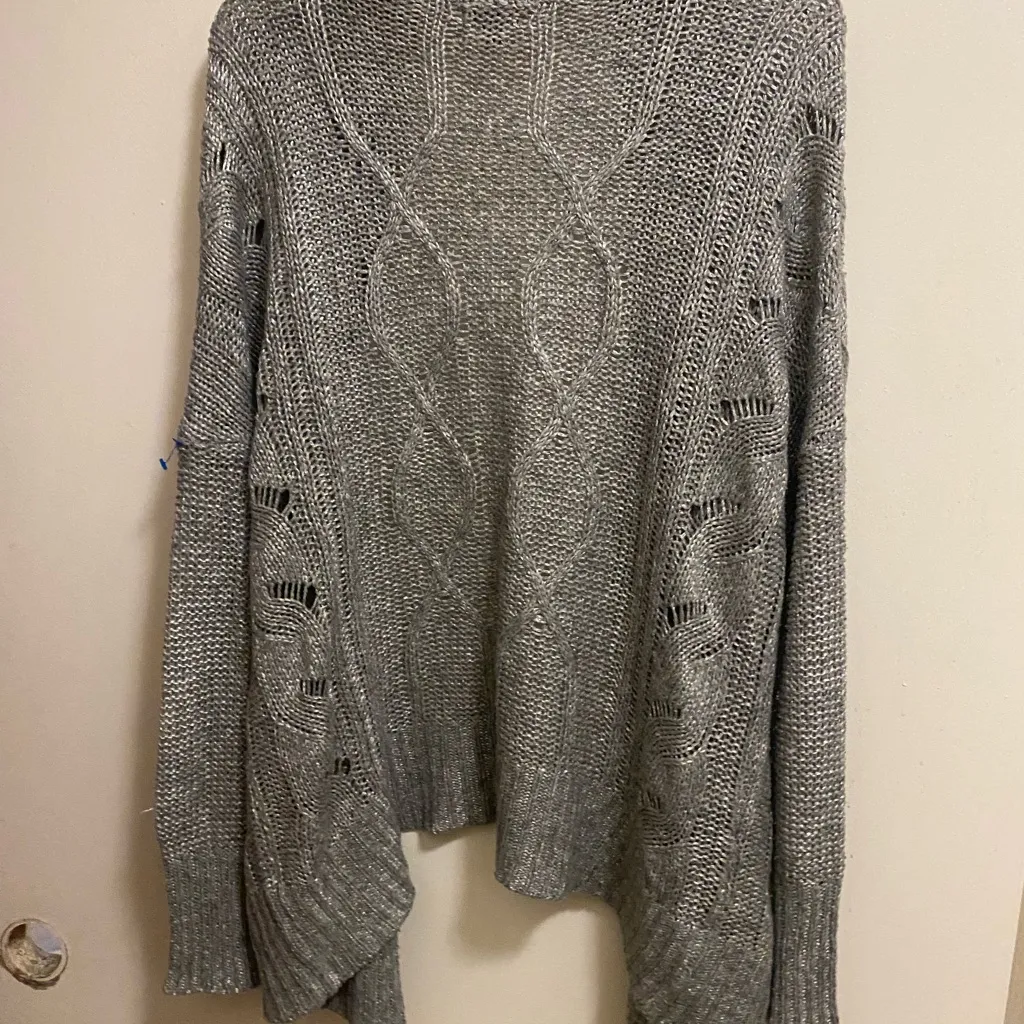Apt 9 Womens Solid Gray Grey Cardigan Sweater L Large Cable Knit Bust 42” - Image 6