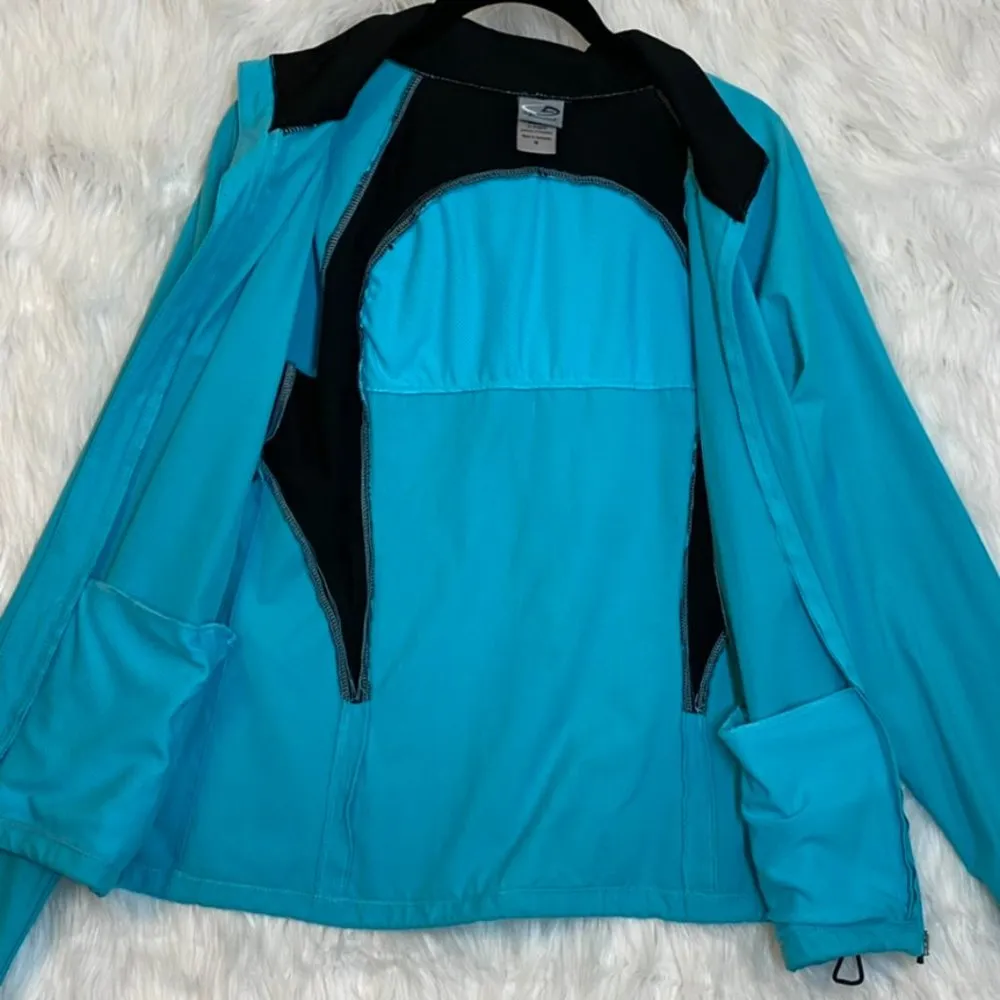 C9 by Champion Windbreaker Jacket Mesh Vent Turquoise Black Medium Full Zip Jack Blue - Image 5