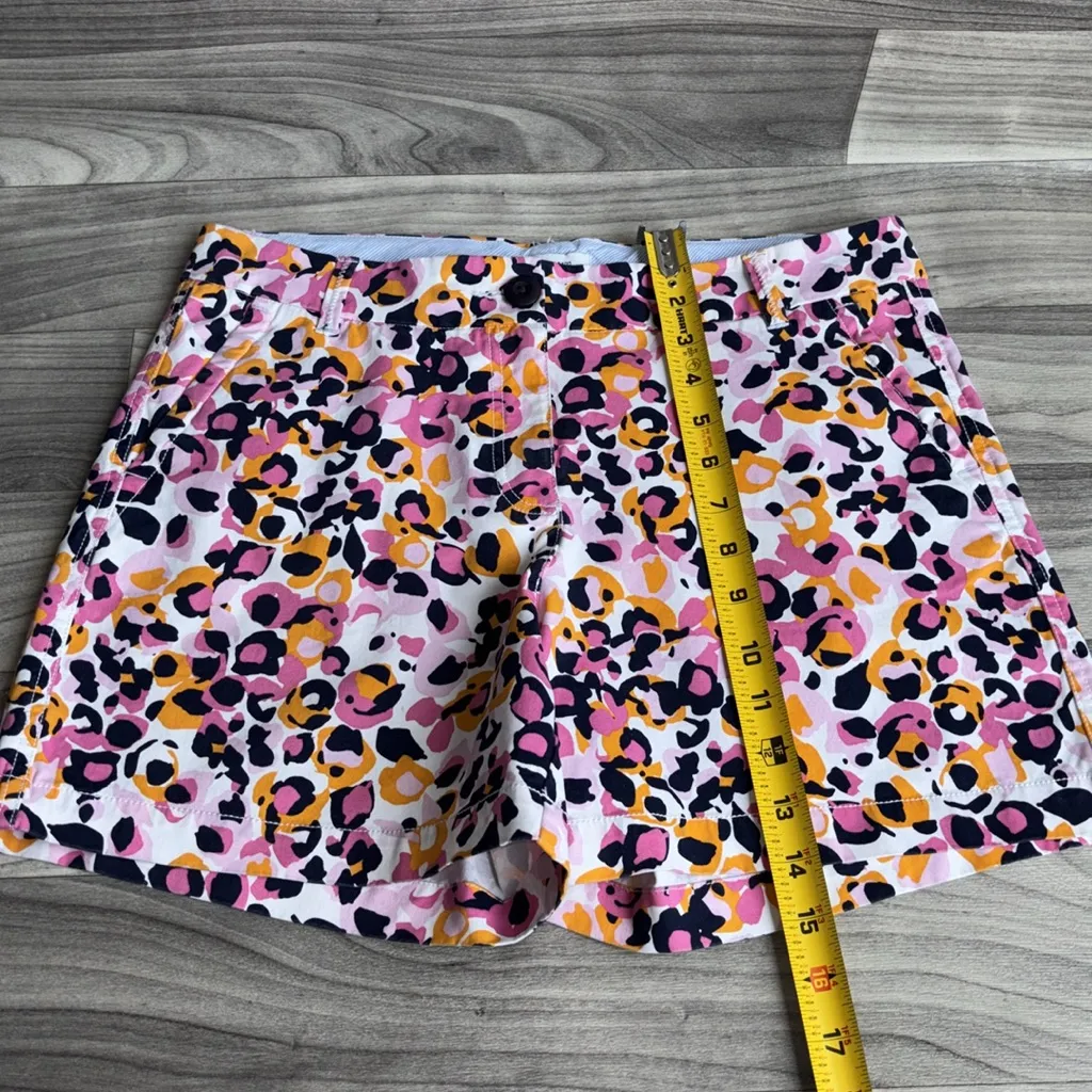 J. Crew Pink and Orange Leopard Print Women's Shorts - Image 7
