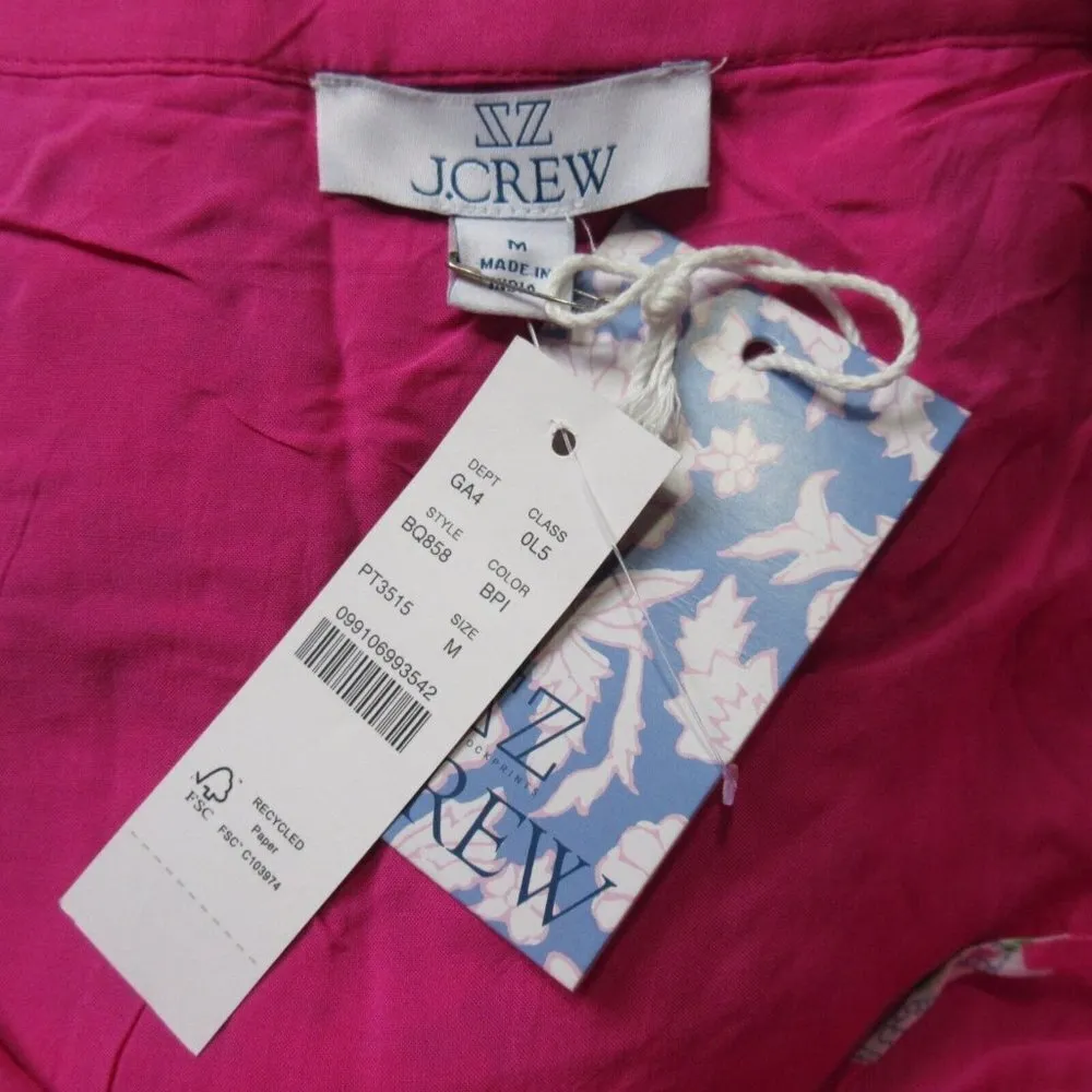 NWT SZ Blockprints x J.Crew Tie-front Tiered Maxi in Bright Pink Paisley Dress M - Image 4