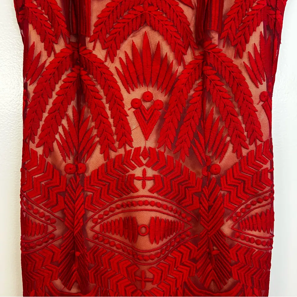 NWT Bardot Red Lipstick Lace Embroidered Sleeveless Mini Party Dress Size 4 XS - Image 6