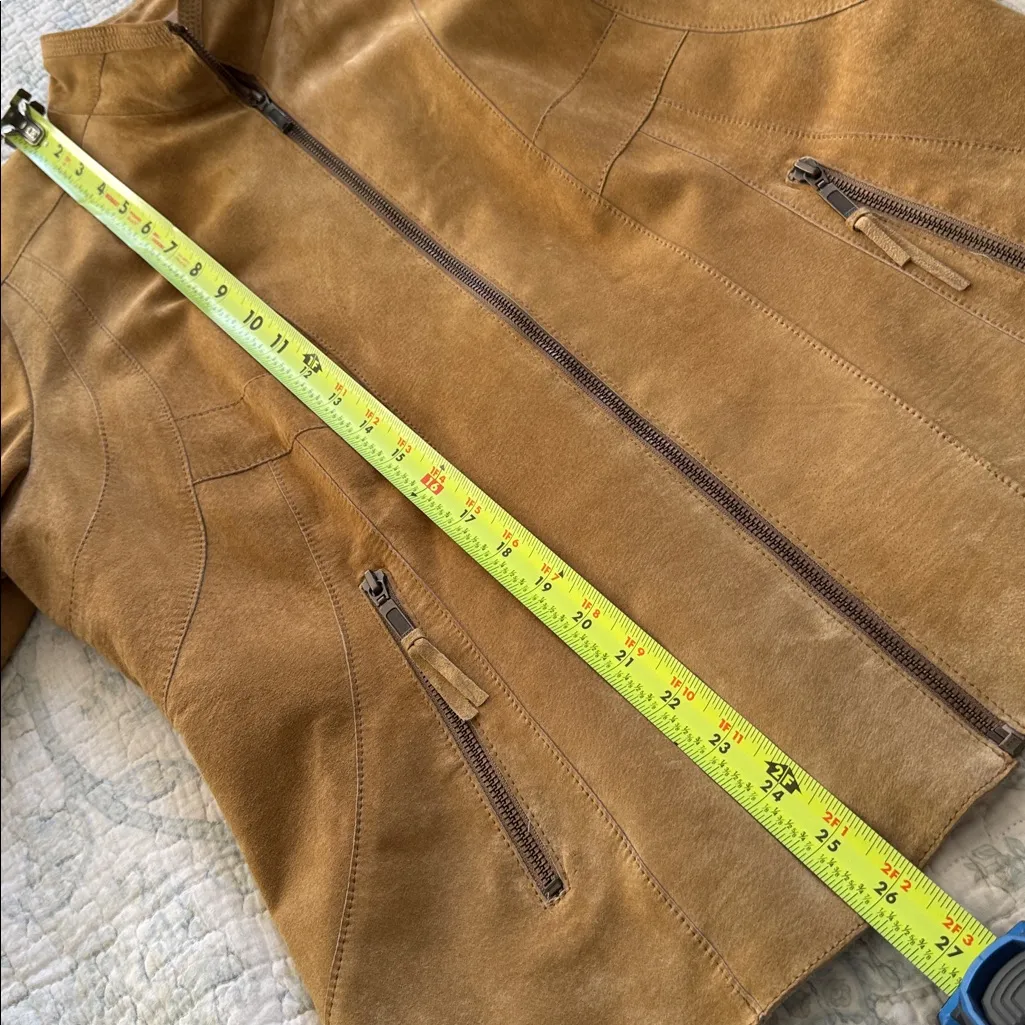 Alfani camel genuine leather suede jacket. L - Image 5