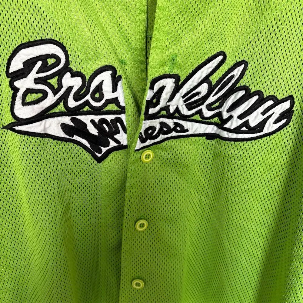 Y2K Brooklyn XL Vintage Lime Green Jersey Short Sleeve Casual Top - Image 3