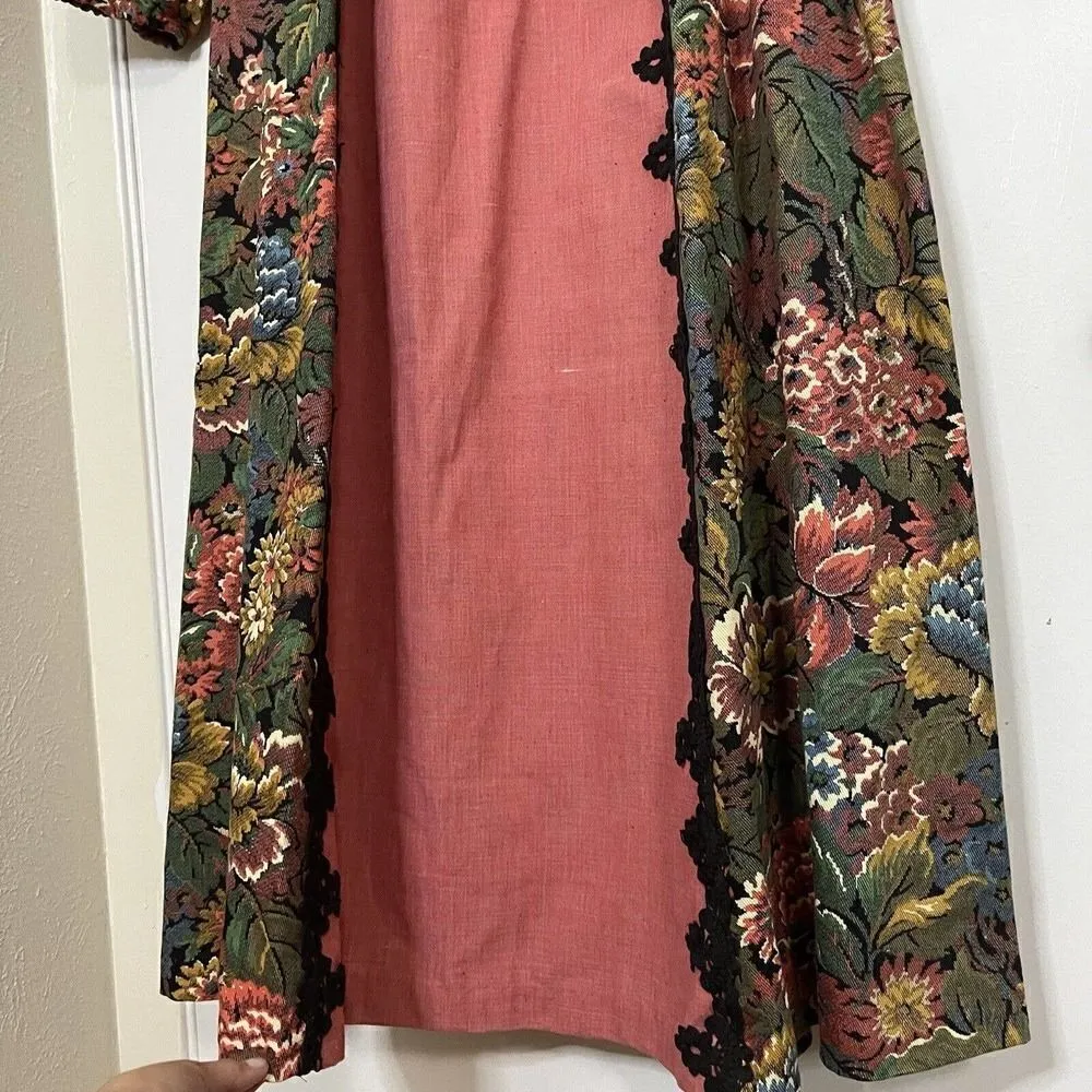 Gunne Sax Rare Vintage 1969 black label renaissance Tapestry Floral red dress - Image 6
