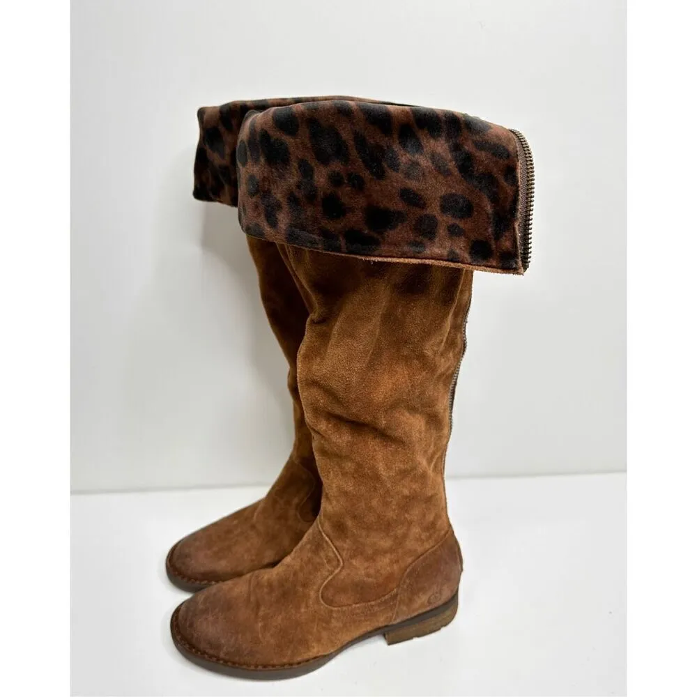 Born Boots Size 5.5 Borman Distressed Brown Suede Leather Tall‎ Back Zip Boot Brown - Image 4
