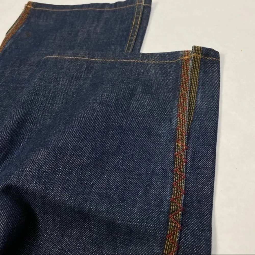 Anne Klein Vintage Embroider‎ Trim High Waist Split Hem  Straight Jean - Image 7