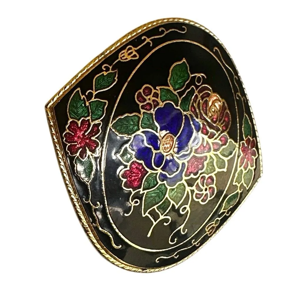 Vintage Cloisonné Floral Brooch - Image 6