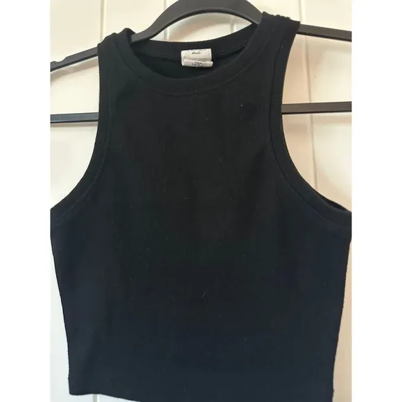 Destined Black Ribbed Cropped Tank‎ Top Small - Image 2