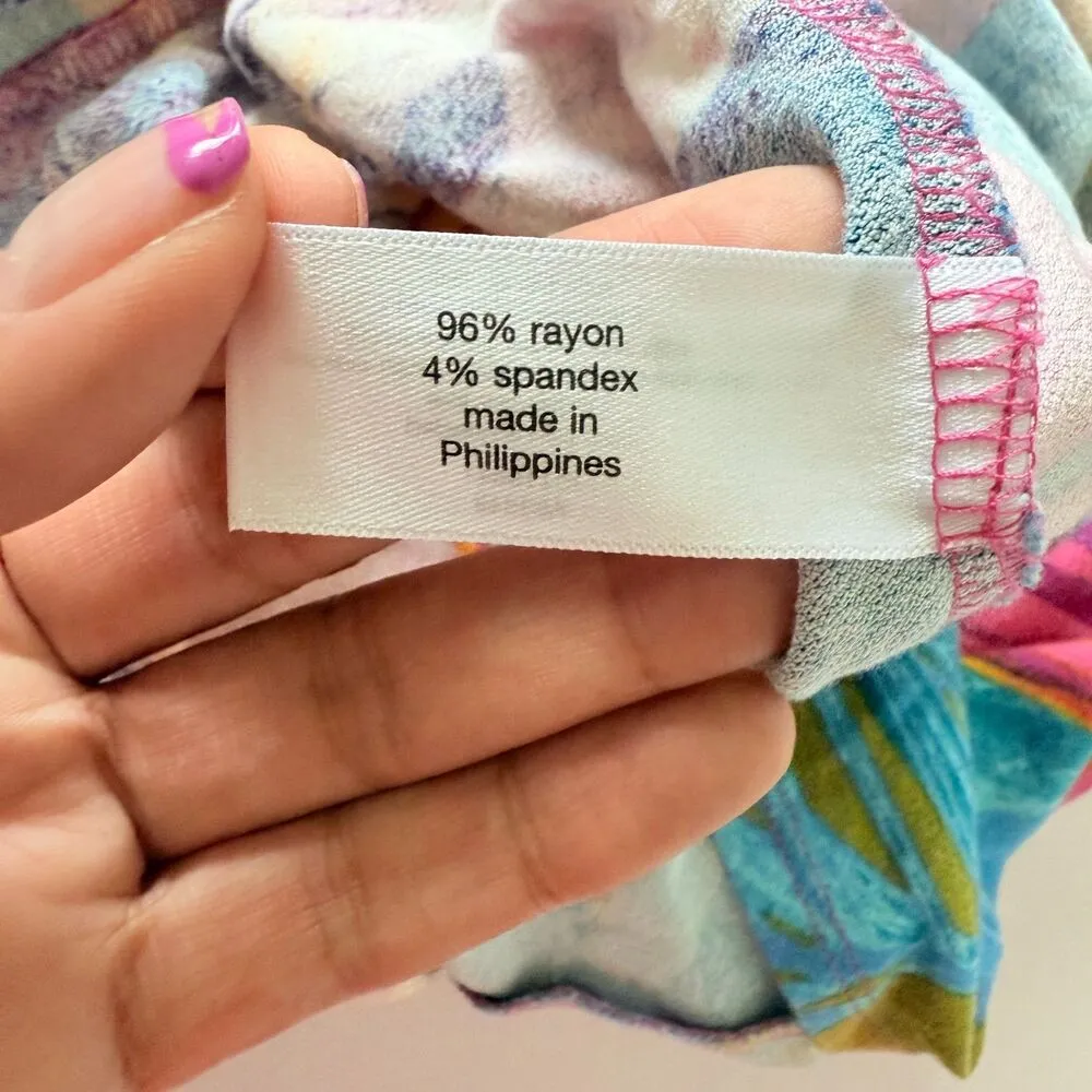 Lane Bryant Knot Palm Print Front Slit Multicolor Stretchy Tank Midi Dress 18/20 - Image 5