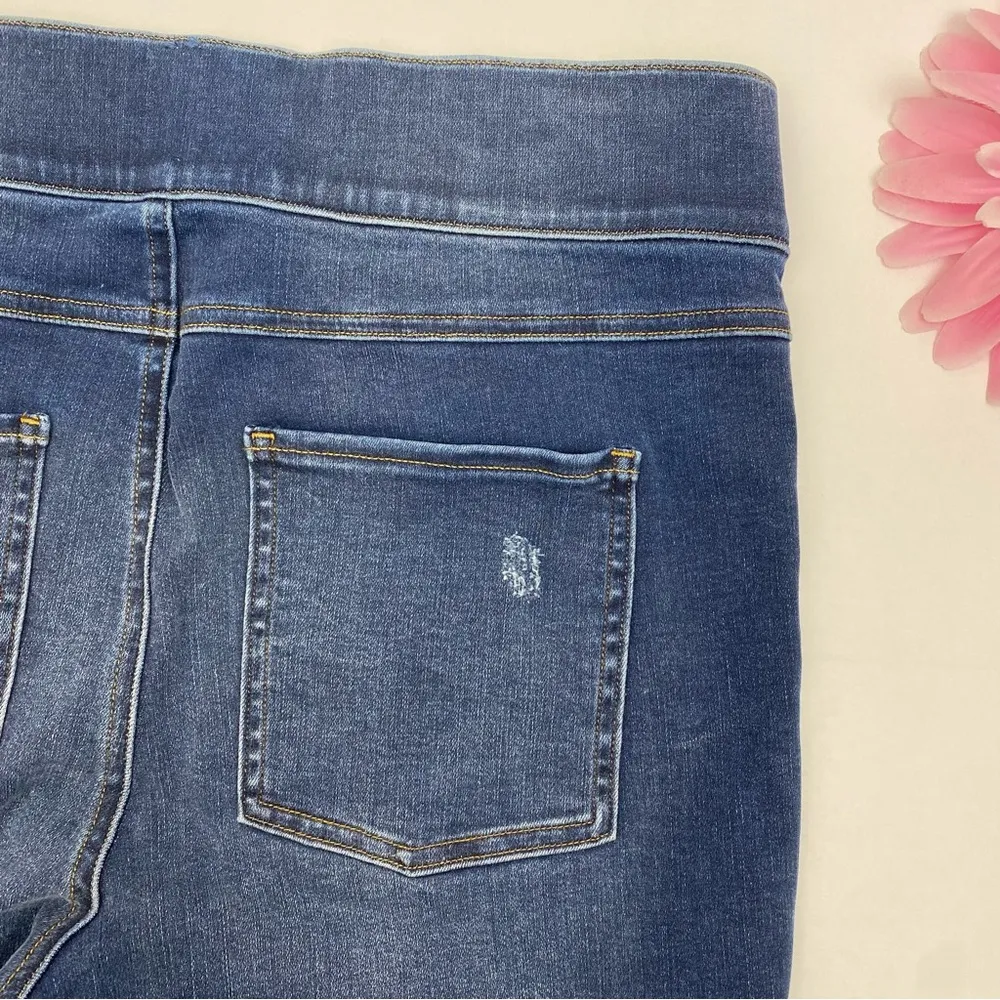 SPANX Distressed Ankle High Rise Skinny Jeans: Medium Wash - Image 10