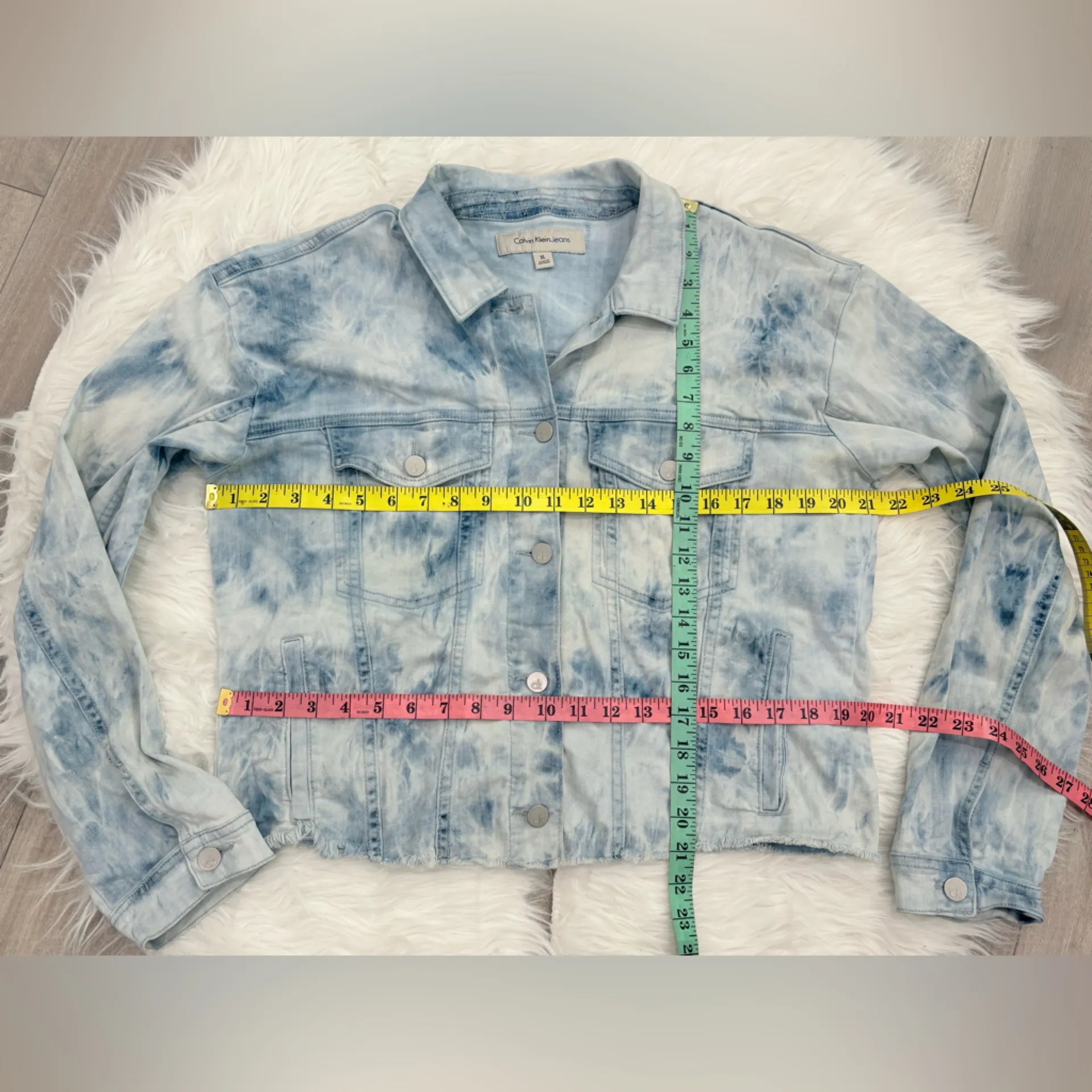 Calvin Klein Women’s Jeans Light Blue Denim Jacket Size XL - Image 3