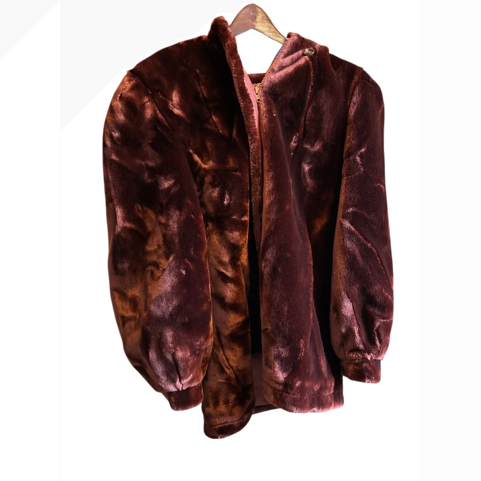 Jordache Brown Faux Fur Hooded Zip Up Jacket‎ Size 11-12 - Image 8