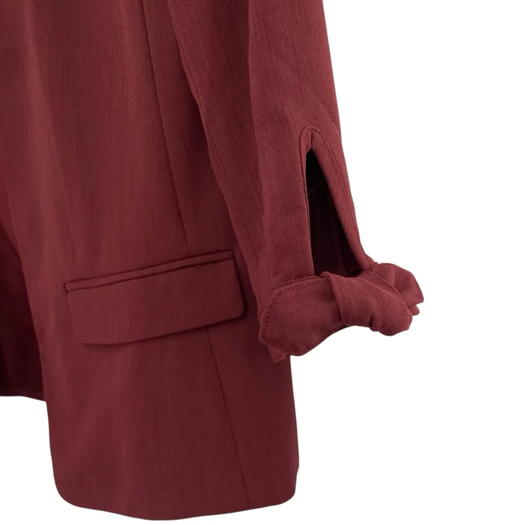 Loft Ann Taylor Burgundy Open Front Blazer Jacket - Image 4