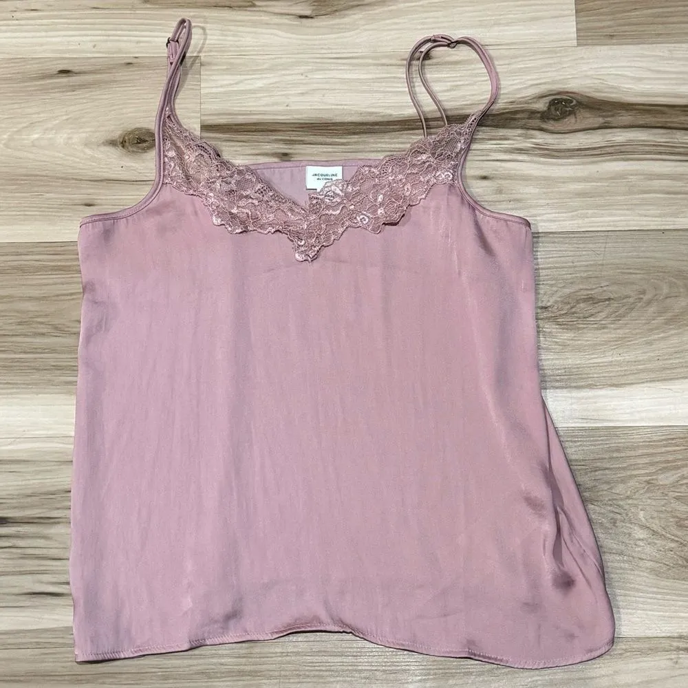 Jacqueline De Yong JDY Pink Silk Cami Tank Top Women’s Medium (36) - Image 2