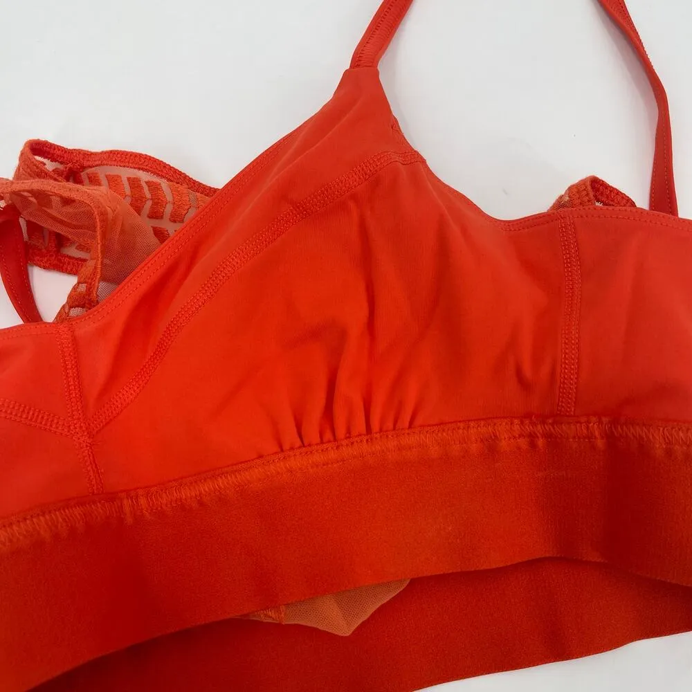 FREE PEOPLE MOVEMENT Desert Renegade Sports Bra Medium Lace Mandarin Red Orange - Image 13