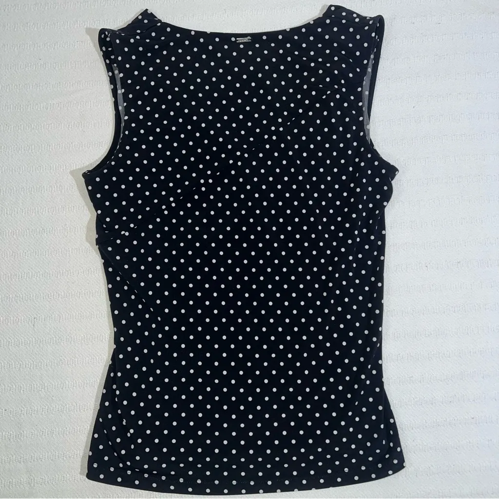 DKNY Womens Polka Dot Babydoll Top Size M Y2K Romantic Grunge Coquette - Image 2