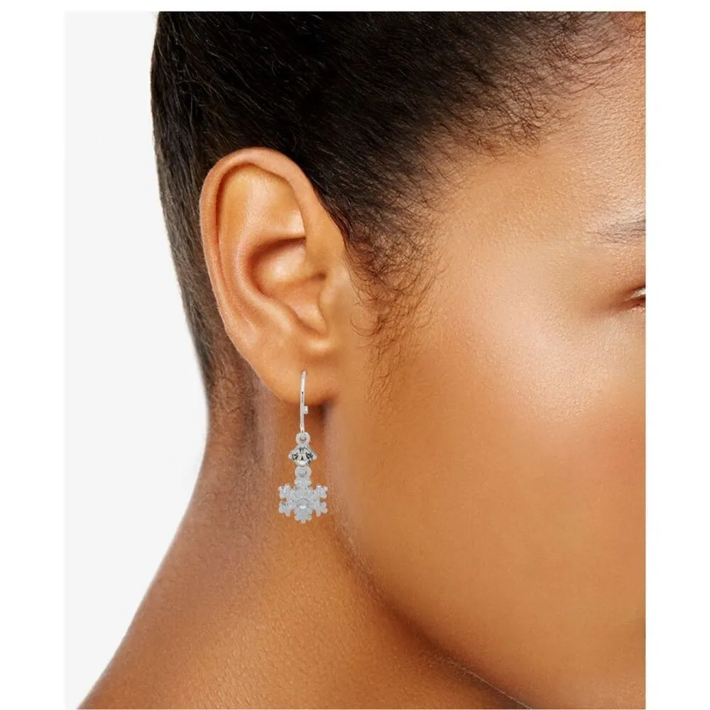 Silver-Tone Crystal Snowflake Statement Necklace & Drop Earrings Set - Image 3