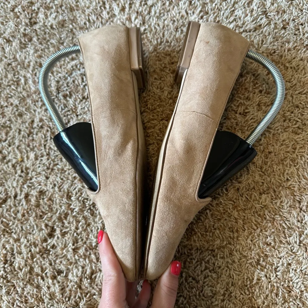 Talbots Beige Suede Leather Loafer Flats Slip On Shoes Office Business Womens 9M - Image 3