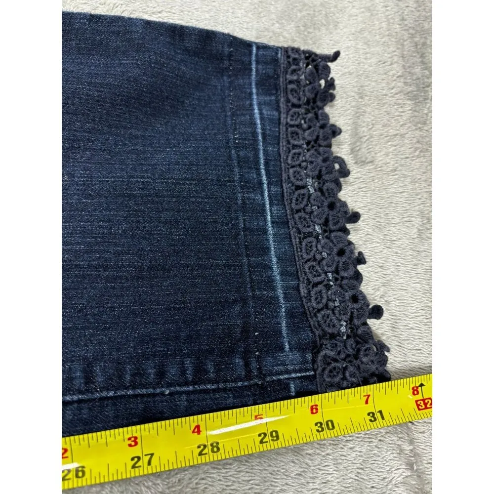 NYDJ Straight Leg Denim Jeans Womens Size 10 Lace Hem Dark Wash * Altered - Image 12