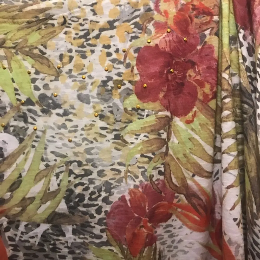 5xl Jungle print Top/Coverup with embellis… - Image 14