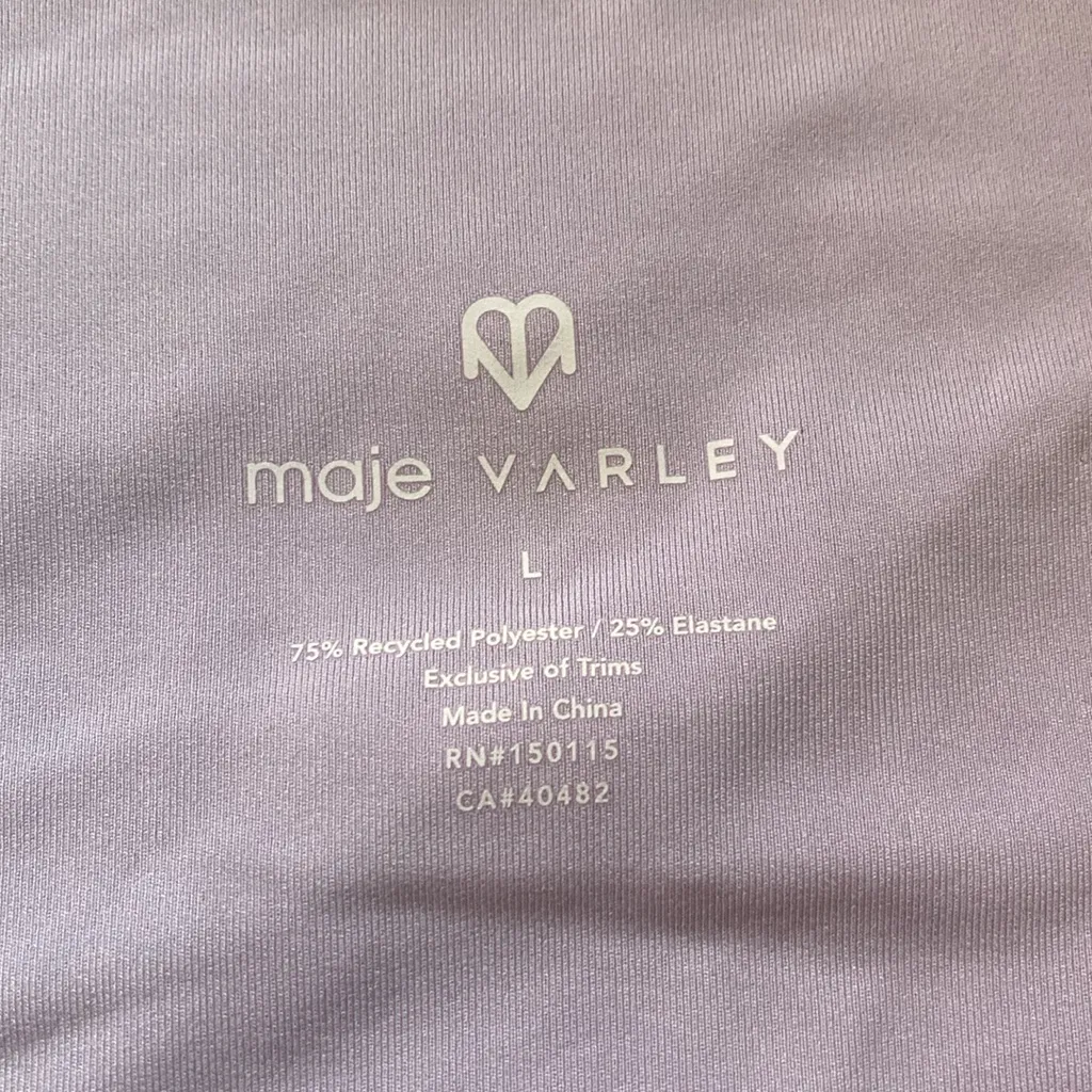 NWT Maje x Varley Body-hugging Lalitha top Purple Size Large Long Sleeve Cropped - Image 6