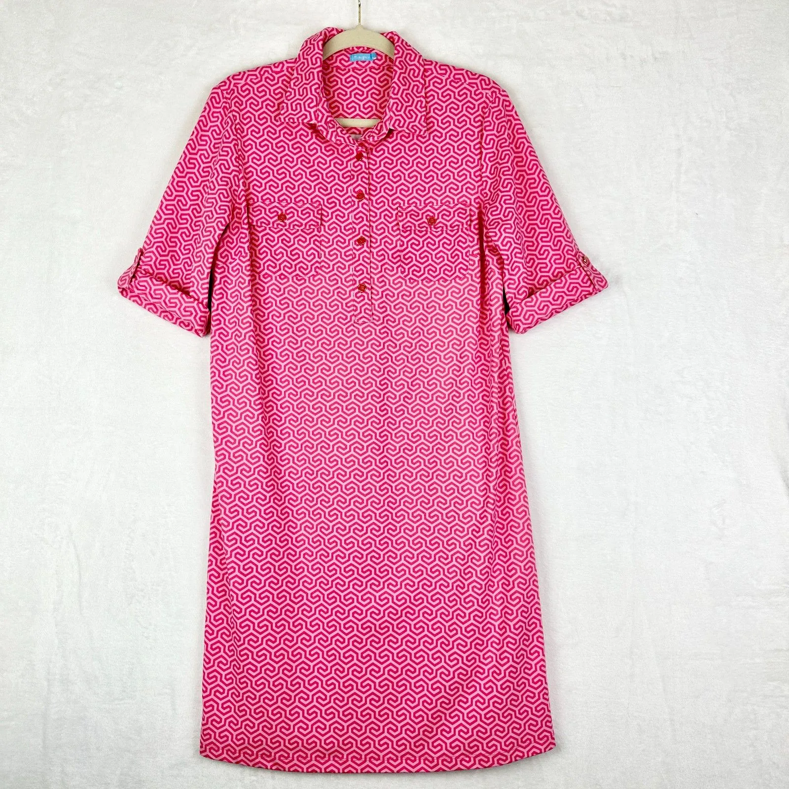 J McLaughlin Lawrence Catalina Cloth Dress Size Large Pink Honeycomb NWOT - Image 3
