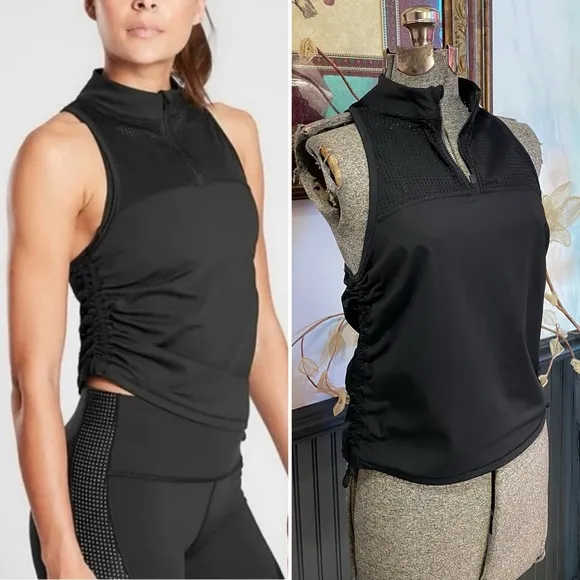Athleta Hiit It Racer Back Ruched Side Mesh Tank Top - Sz M 💕🎀 - Image 2