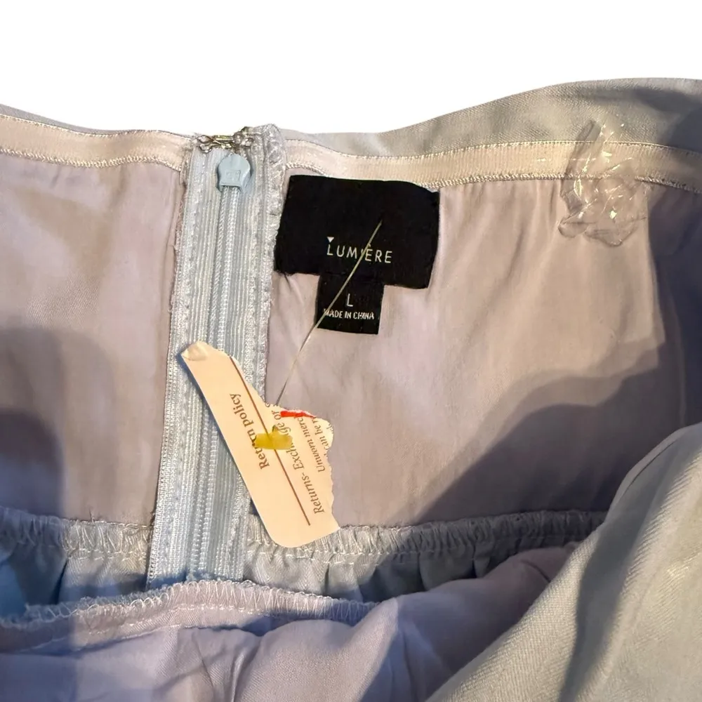 Lumiere Size L Strapless Babydoll Top Pastel Baby Blue Button Front Feminine NWT Size L - Image 3