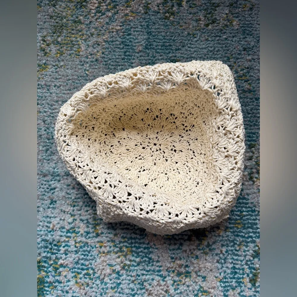 Vintage 90s woven straw natural bucket hat Tan - Image 5