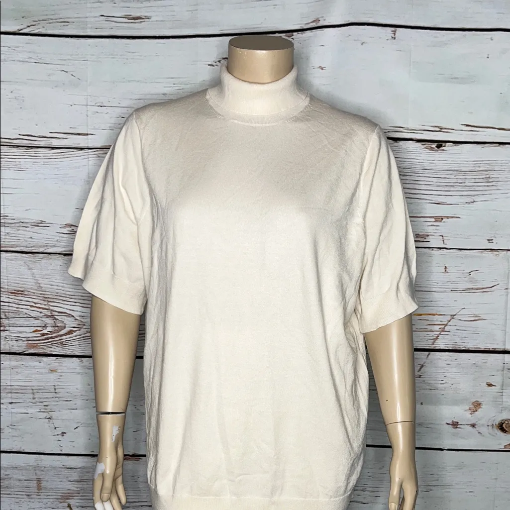 Torrid Size 4 Cream Everyday Soft Short Sleeve Pullover Turtleneck Sweater Top - Image 2