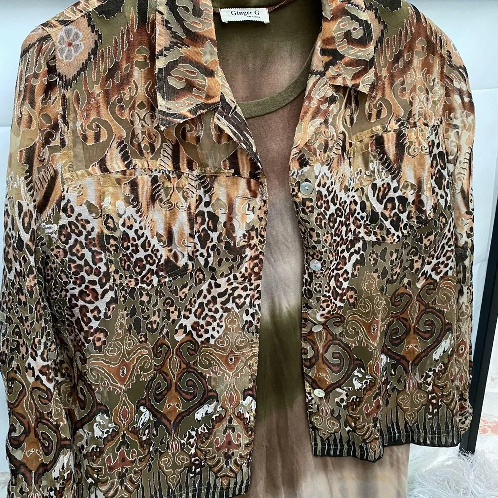 Women’s Animal Print Burnout Button Up Blouse - Image 16