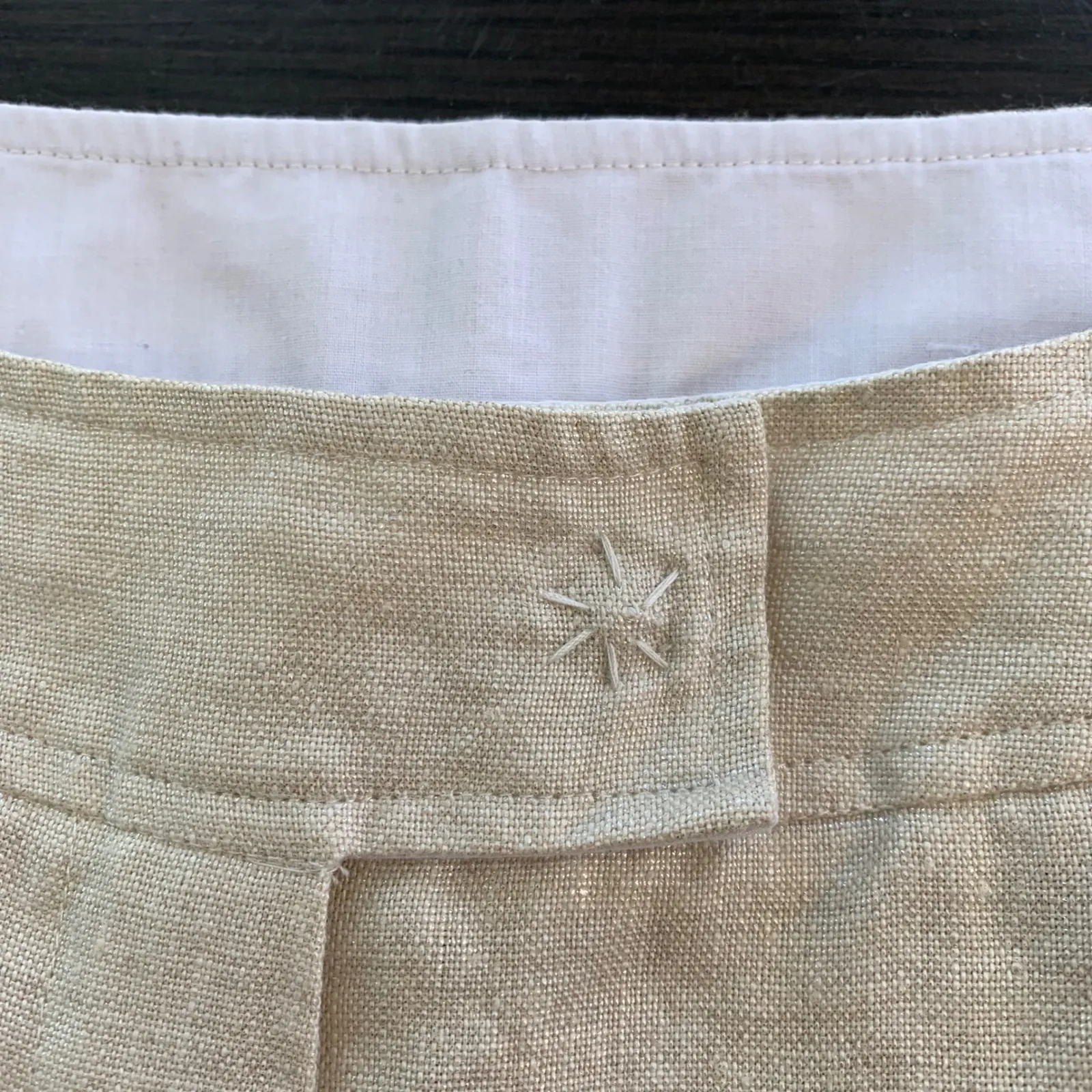 Spiegel Women's Metallic Linen Blend Cuffed Leg Pants Size 10 Neutral Sparkle - Image 5