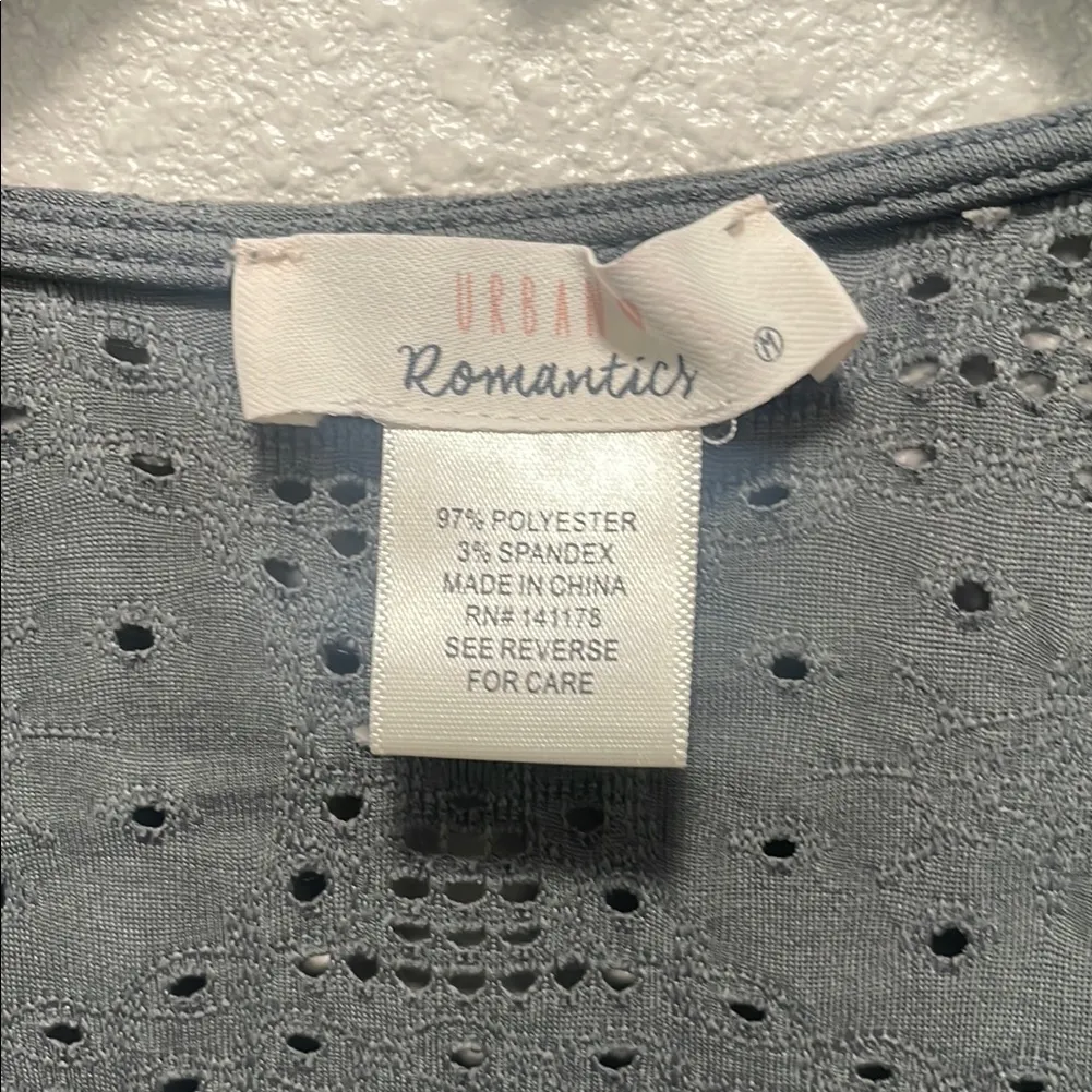 Urban Romantics Gray Eyelet Long Sleeve Top - Image 3