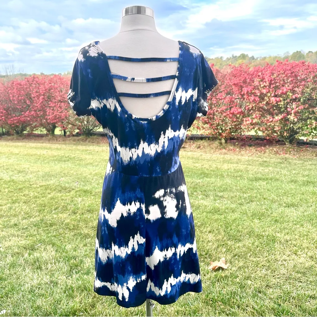 Bobbie Brooks tie dye mini skater dress with lattice back Blue Size M - Image 7
