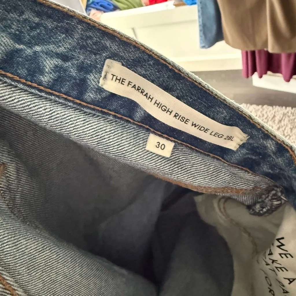 Denim Forum Women’s 30 Farrah High Rise Wide Leg Jeans Blue - Image 6