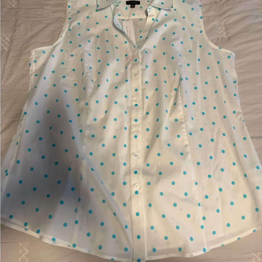 NWT Talbots Sleeveless  Polka Dot Shirt size 14 - Image 7