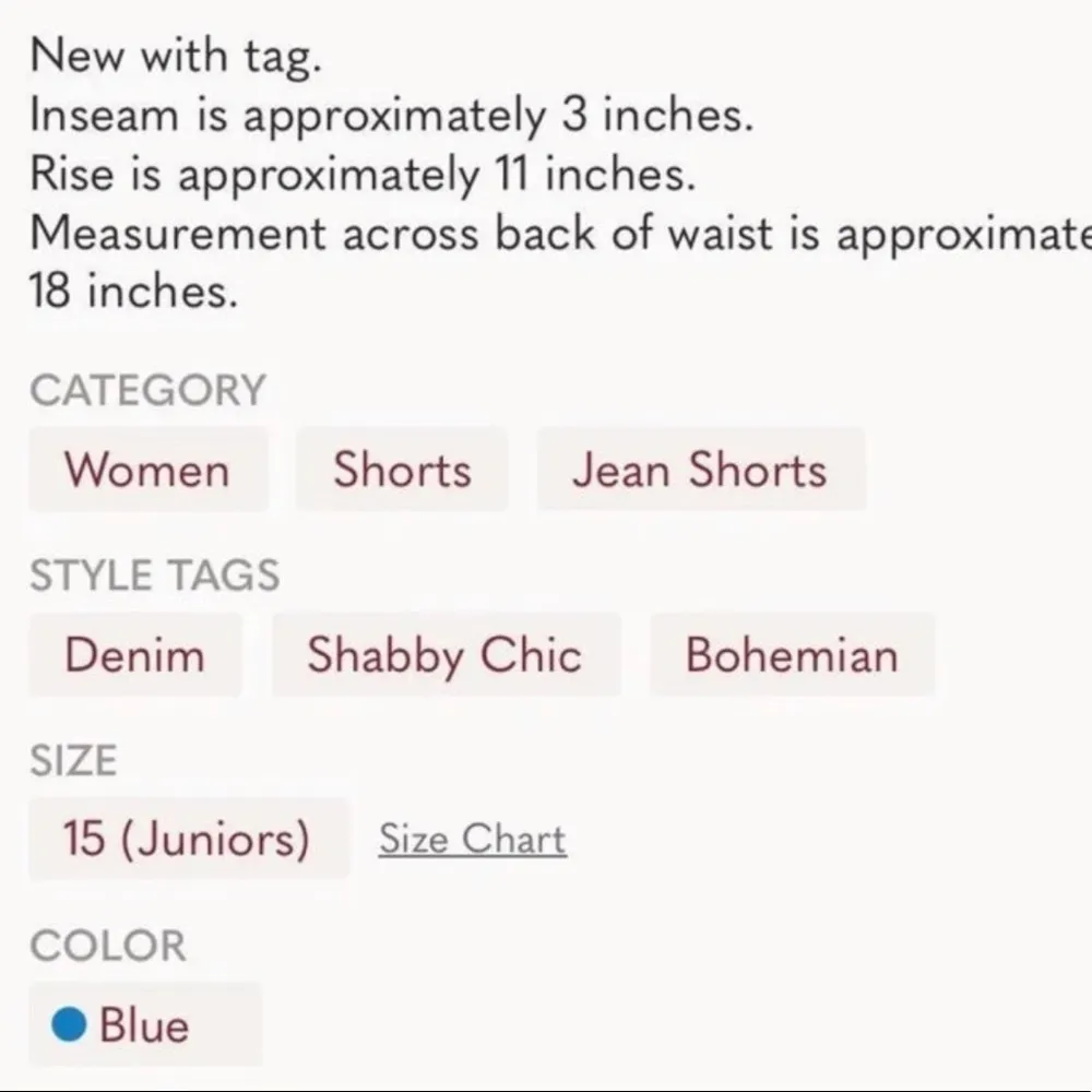 Super Soft Stretch Jean Cutoff Shorts Tru Craft Distressed Denim Womens 15 New - Image 14