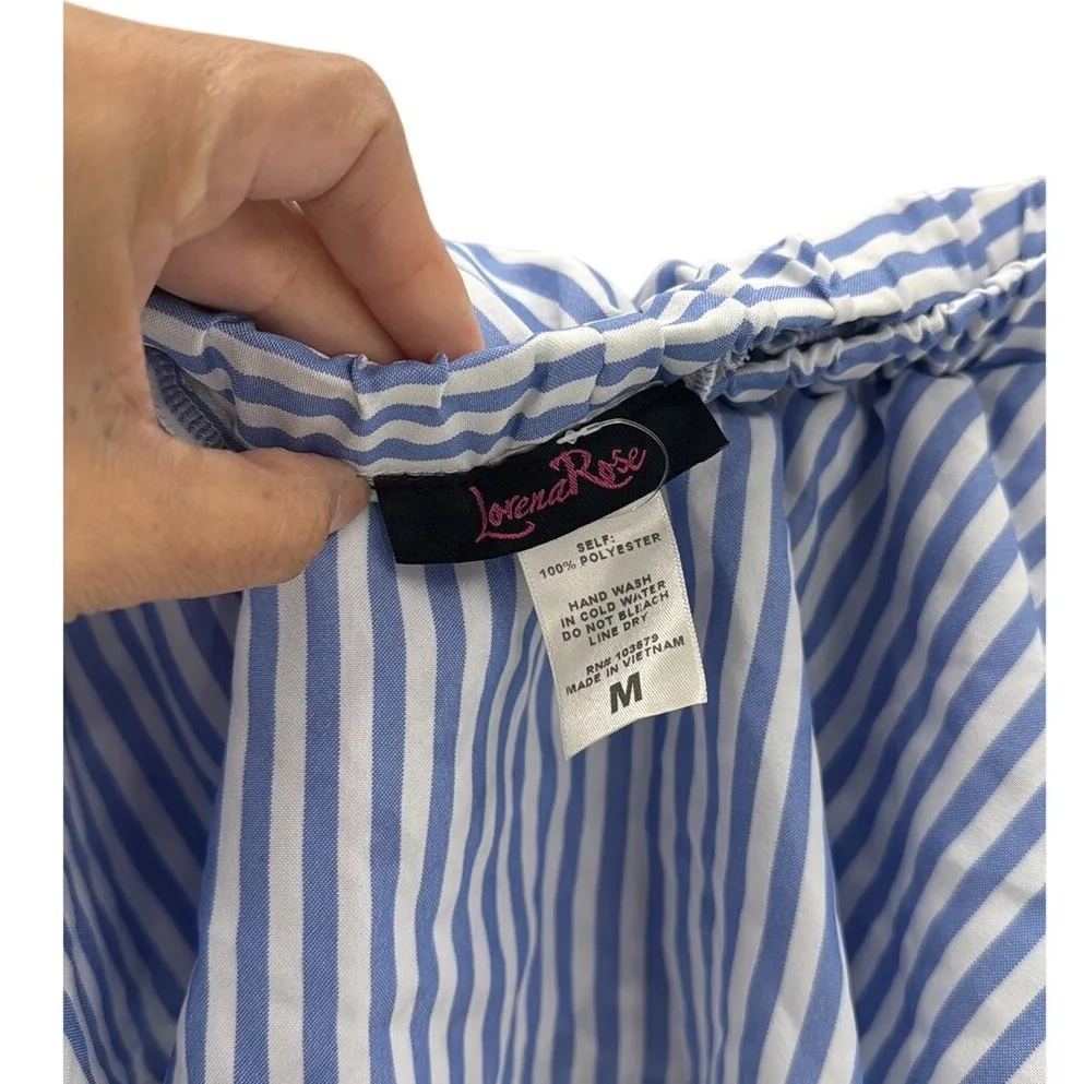 Lorena Rose off the shoulder blue white midi dress spring summer vacation size M Size M - Image 7