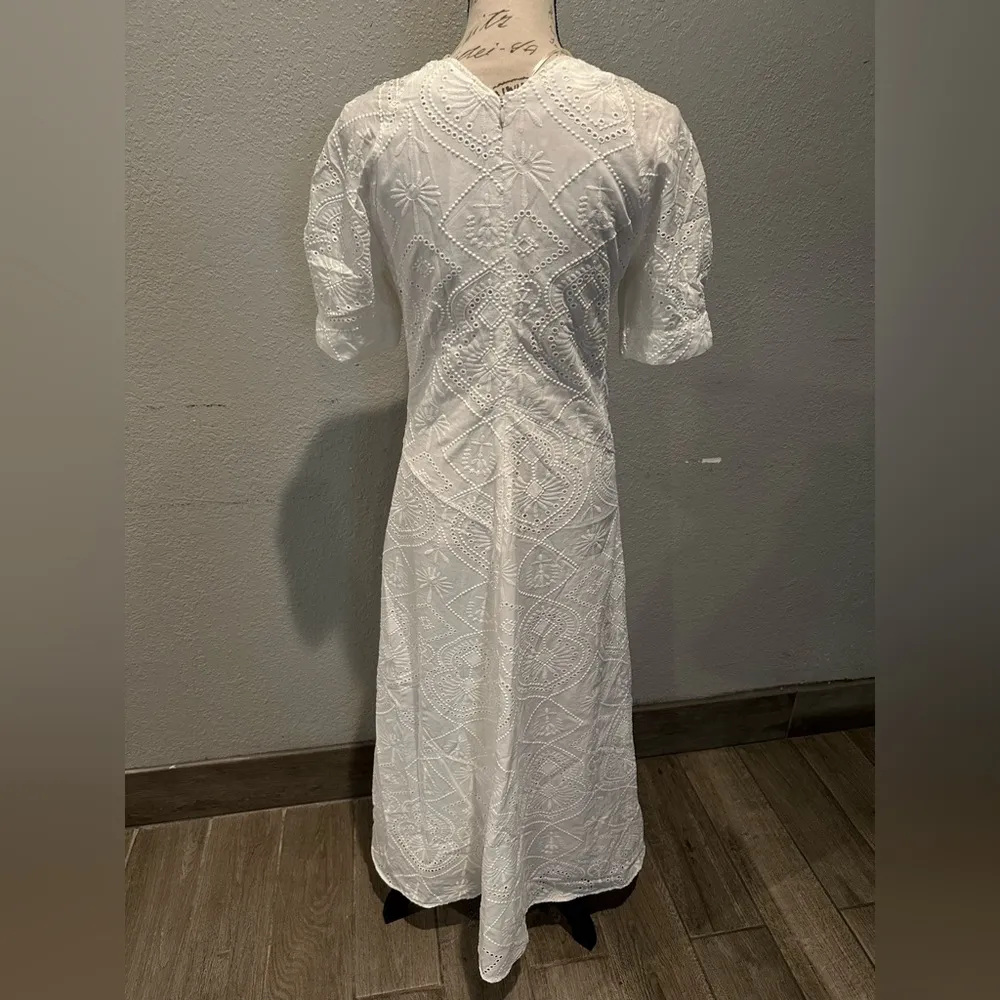 NWT ZARA EMBROIDERED EYELET DRESS ZW COLLECTION M - Image 6
