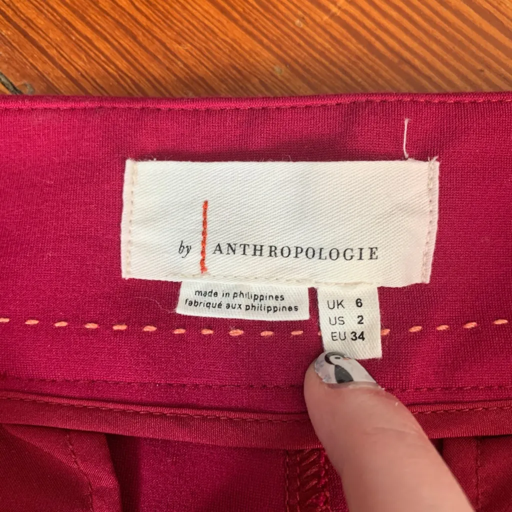 By Anthropologie Ankle Length Split Hem Seamed Skinny Trouser Size 2 Pink - Image 4