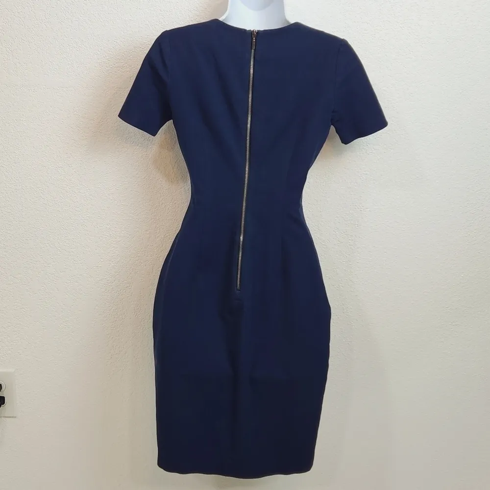 Banana Republic Roland Mouret Navy Blue Sheath Short Sleeved Dress Size: 0 - Image 5