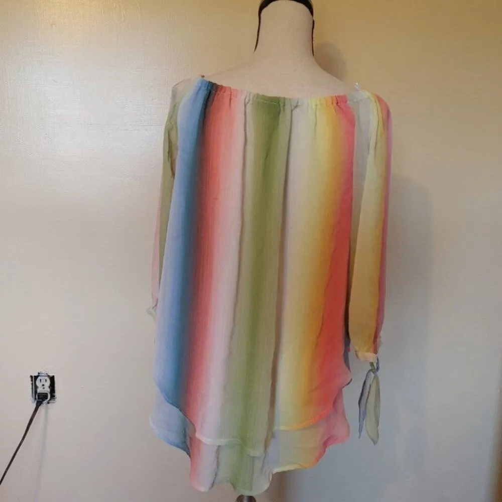 A new Approach A.N.A Size Small  Sz S light Sheer Pastel Long Sleeve Bow Sherbet - Image 9