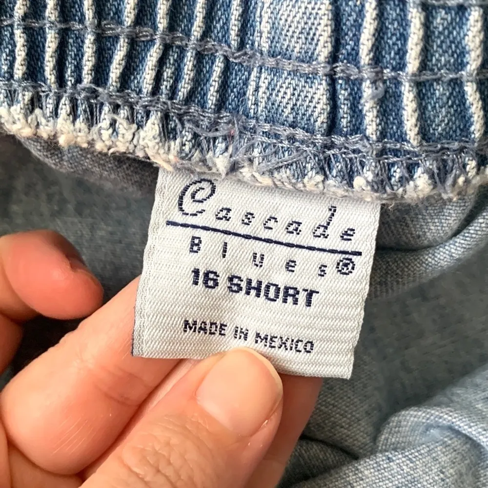 Cascade Blues Womens 16 Short Medium Wash Denim Style Pull On Pants 100% Cotton Blue - Image 3