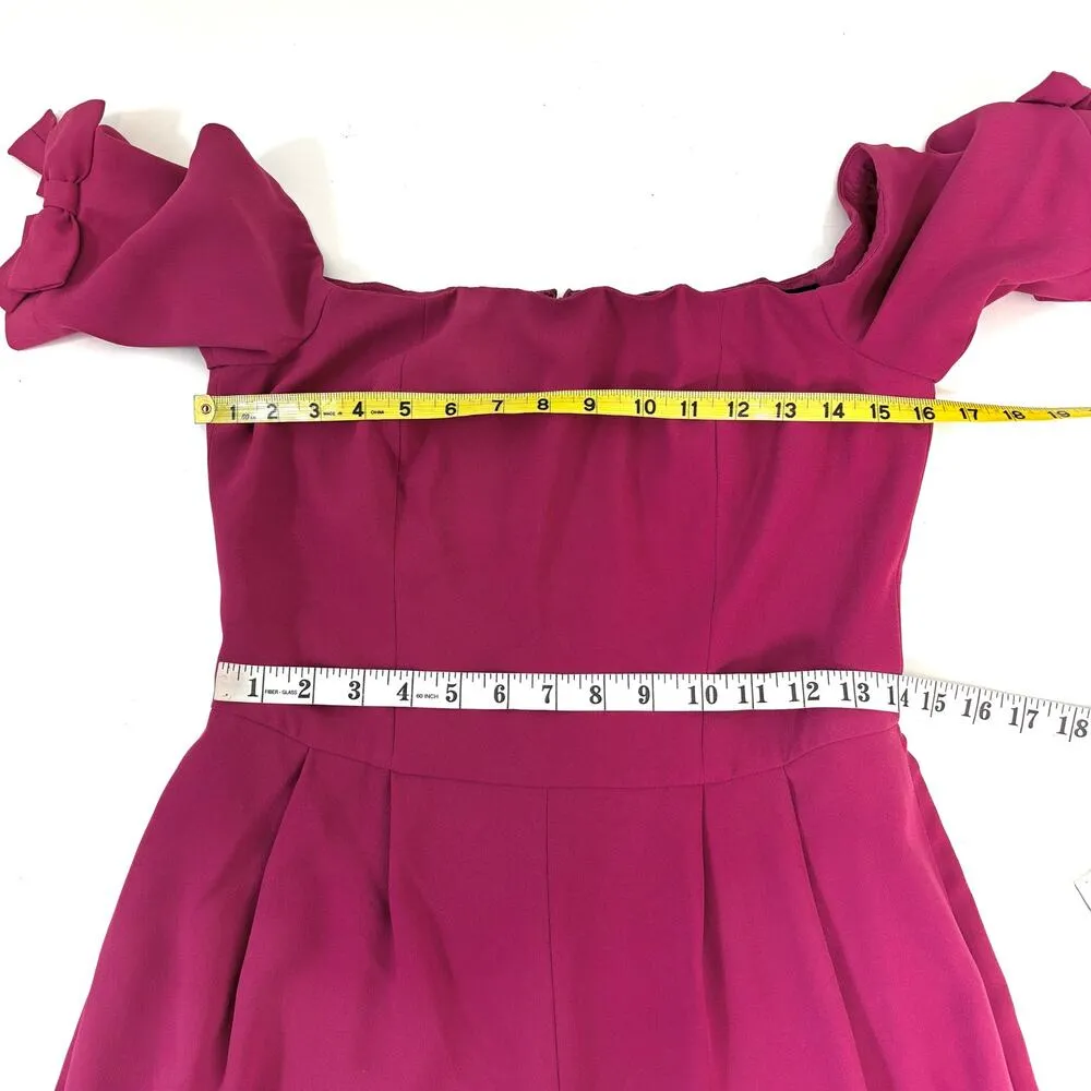 Gal Meets Glam Meredith Crepe Off Shoulder Jumpsuit Magenta Pink 6 - Image 6