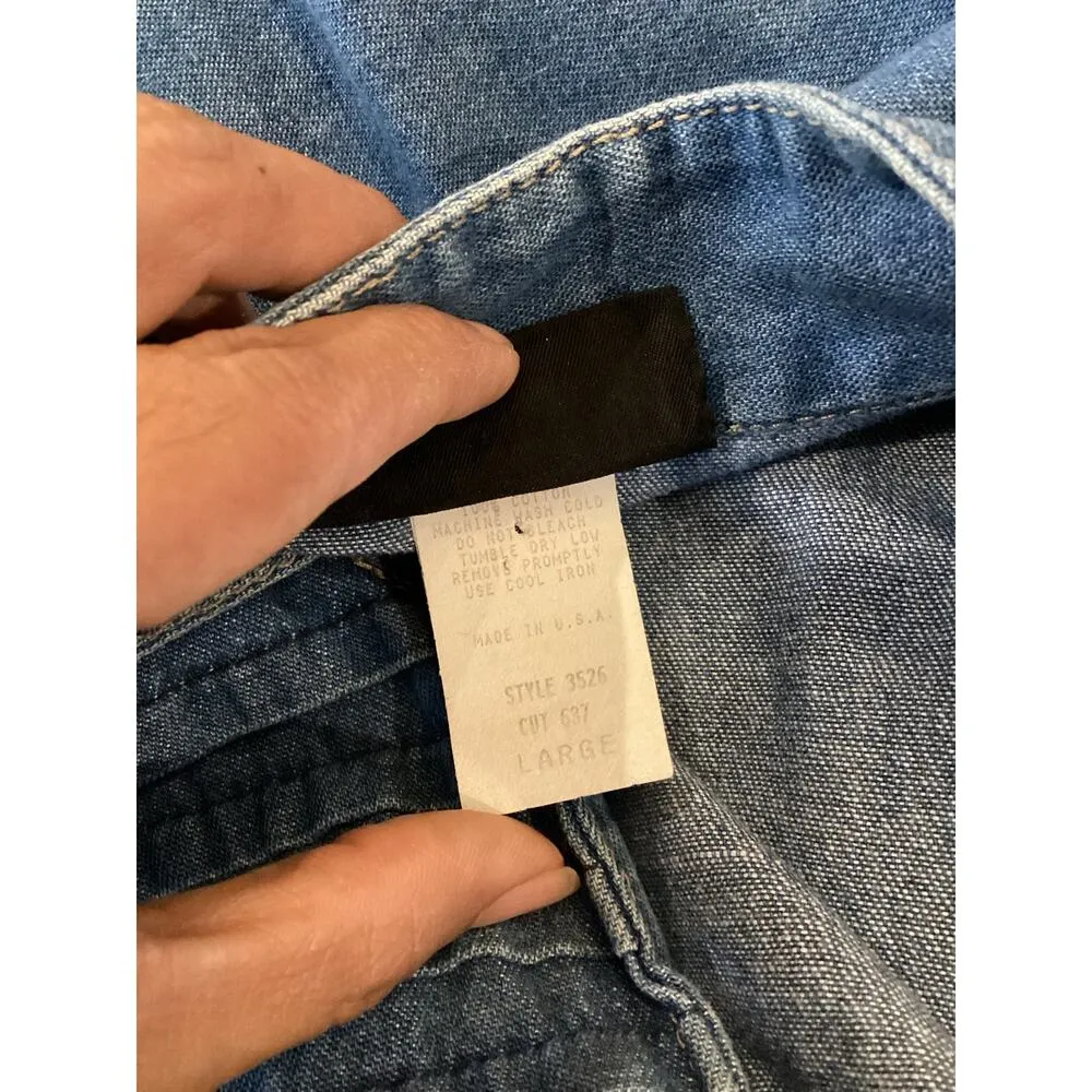 Vintage Roughrider by Circle T Blue Denim Western rodeo midi knee dress L Size L - Image 10