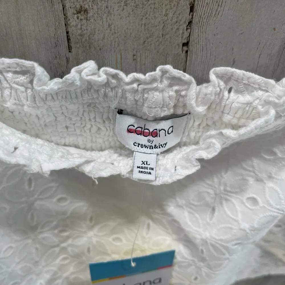 Cabana Crown & Ivy White Eyelet Puff
NWT Sleeve Crop Blouse with Smocked Back XL - Image 5