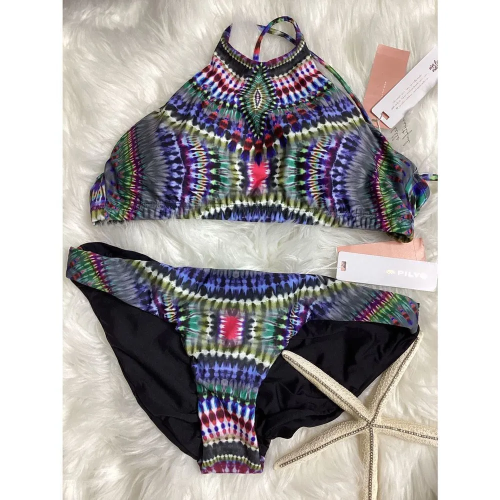 New. Pilyq multicolored bikini set. M-top/S-bottom - Image 9