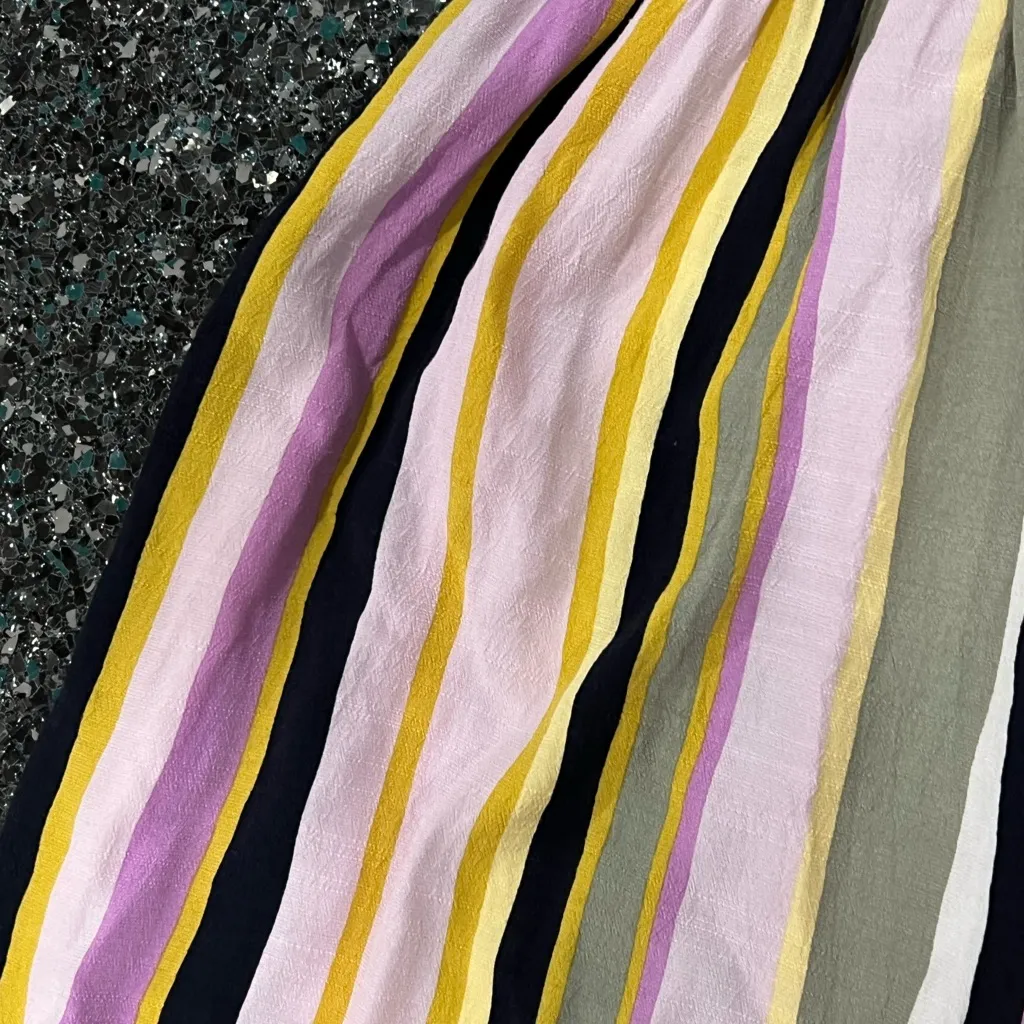 LOFT Dress Small Multicolored Vertical Striped Halter Swing Loose Fit Pockets - Image 2